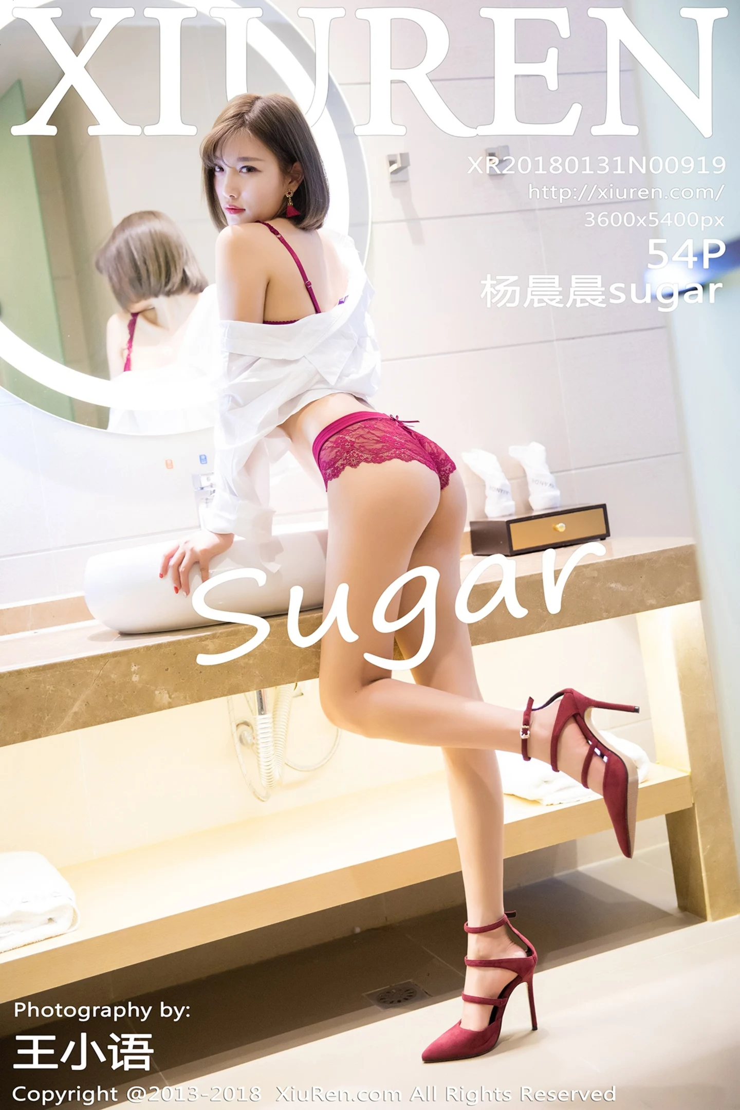 [XiuRen秀人网]No.919_女神杨晨晨sugar性感白衬衣秀红色蕾丝内衣完美身材写真54P-秀人网 - XiuRen.Pro